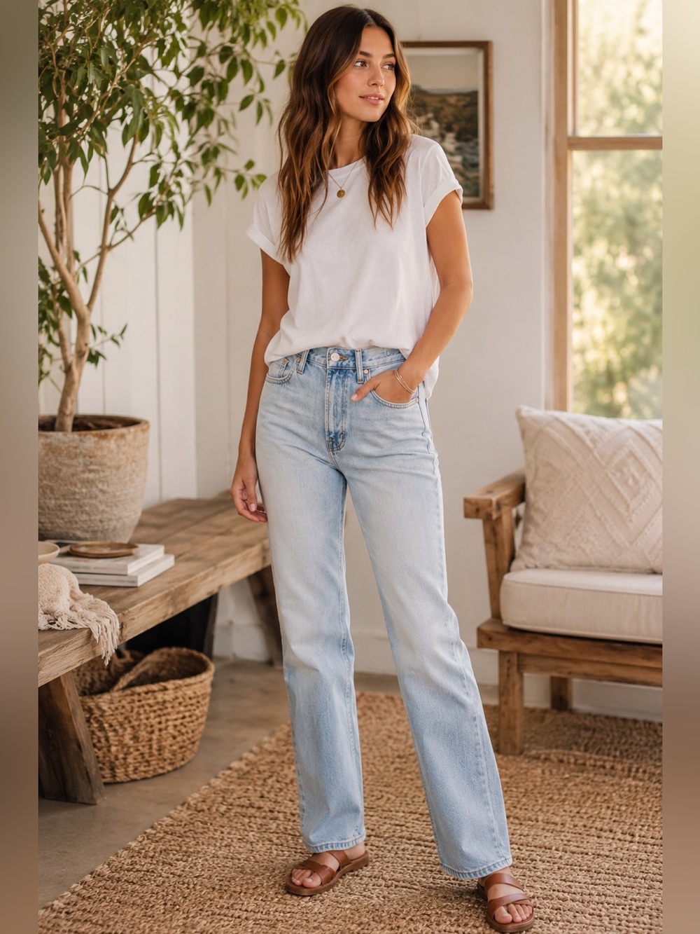Madewell The Perfect Vintage Jeans Light Wash High Rise Straight Leg Size 25